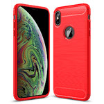 Flexi Slim Carbon Fibre Case for Apple iPhone Xs Max - Brushed Red